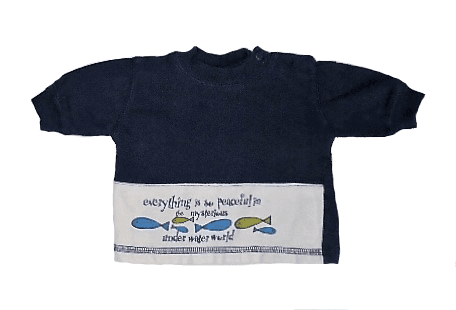 H&M t-shirtje donkerblauw met visjes maatje 62
