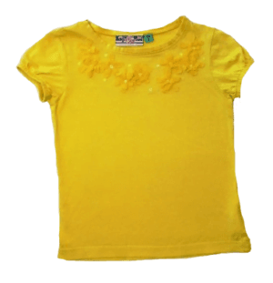 T-shirt geel met gele bloemen maat 116
