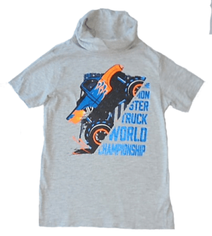 Dopodopo boys t-shirt grijs Monstertruck met col maat 128
