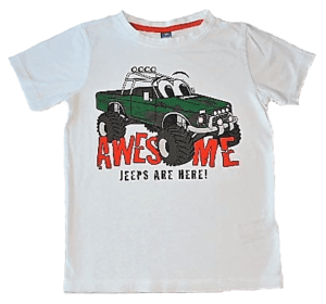 Dopodopo t-shirt wit met groene monstertruck maat 128