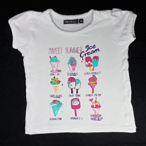 Bakkaboe baby meisje t-shirtje wit met ijsjes maatje 68