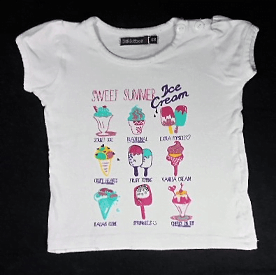 Bakkaboe baby meisje t-shirtje wit met ijsjes maatje 68