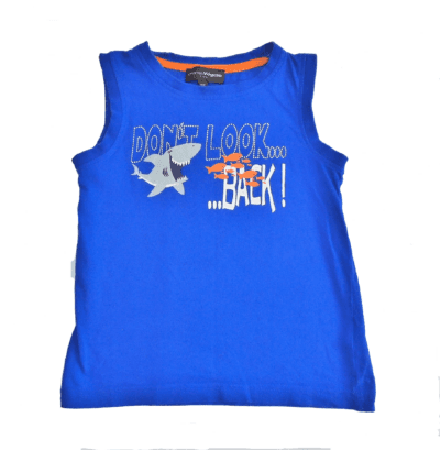 singlet blauw met haai maat 116