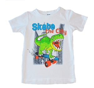 t-shirt wit met groene dino maat 128