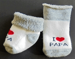 Baby wintersokjes wit met I love papa  0-6 mnd