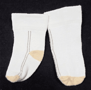 Baby sokjes wit en beige met beertjes  0-3 mnd