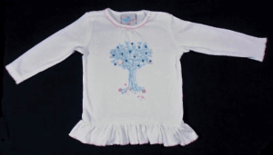 Wit jurkje met blauw boompje maatje 74