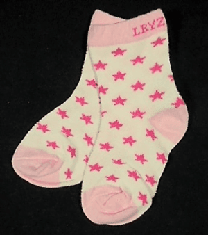 Baby zomersokje wit met roze sterretjes 6-12 maanden nieuw