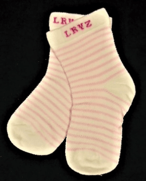 Baby zomersokjes roze en wit gestreept 6-12 maanden nieuw