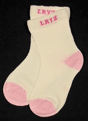 Babysokjes wit met roze teentjes en hakje 6-12 maanden nieuw