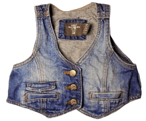 Stoer giletje van spijkerstof blauw maatje 74