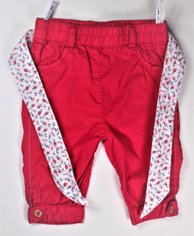 Zomer broekje rood met bloemetjesriem van Zeeman maatje 62 - Afbeelding 5
