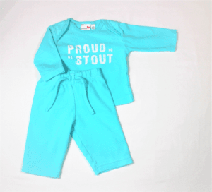 Prénatal slaap pakje turquoise Proud to be stout maatje 50