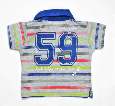 Prénatal baby polo shirtje grijs met streepjes maatje 62 - Afbeelding 3