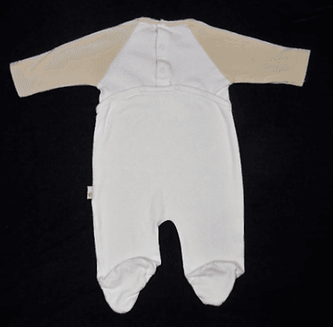 Baby boxpakje wit en beige met beertje maatje 56 - Afbeelding 2