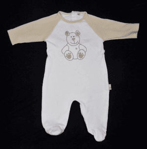 Baby boxpakje wit en beige met beertje maatje 56
