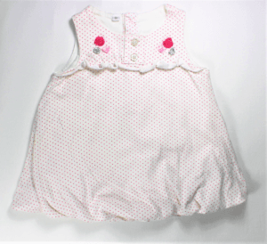 Zeeman tweedehands baby jurkje gevoerd wit met roze stippen maatje 68