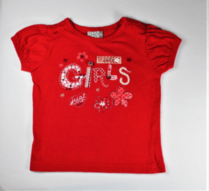 Bijzonder mooi Baby Girl t-shirtje rood met korte mouwtjes maatje 74