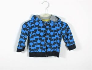 Hema baby vestje blauw met zwarte hondjes maatje 68