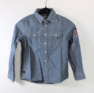 overhemd blauwgrijs met lange mouwen maat 128 gks