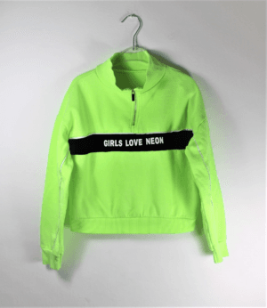 fleecetrui neongroen girls love neon maat 134/140 gks