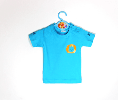 turquoise shirtje met printje en tekst wild baby maatje 74
