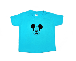 Turquoise shirtje met gezichtje Mickey Mouse maatje 86