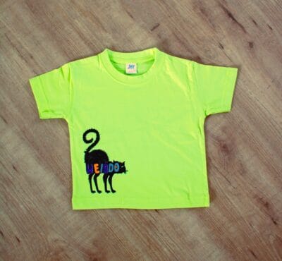 Weirdo kat op lime groen shirtje voor jongens en meisjes maatje 98