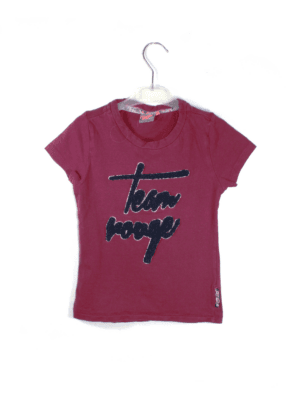 Vingino tee shirt paarsrood met Team Rouge in teddystof maatje 116