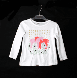 Zeeman shirtje wit met printje van 2 paardjes en sterren maatje 98/104