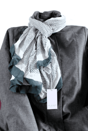 Re,Draft sjaal wit met all over print ocean green 176 X 100 cm