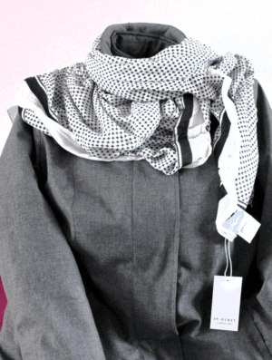 Re.Draft sjaal wit en navy blue met all over print 176 X 100 cm