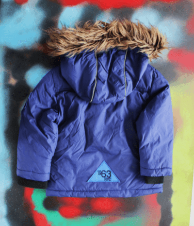 Frendz donkerblauwe winterjas boys met imitatiebont kraag maat 92 - Afbeelding 2