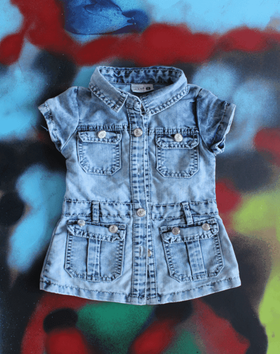 Sani kids denim jurkje met korte mouwtjes maat 86