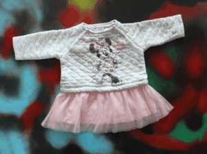 Minnie Mouse winterjurkje grijs en roze met tule maatje 56