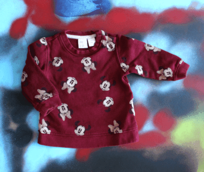 H&M setje bordeauxrood met all over patroon Minnie Mouse maat 68 - Afbeelding 2