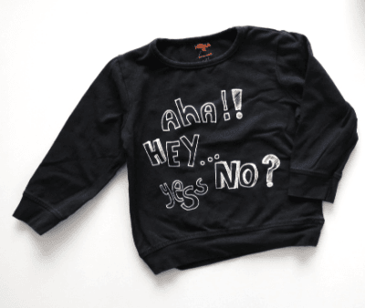 Hema shirt zwart met tekst: Aha!! Hey...Yess No? maat 92