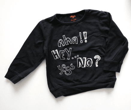 Hema shirt zwart met tekst: Aha!! Hey...Yess No? maat 92