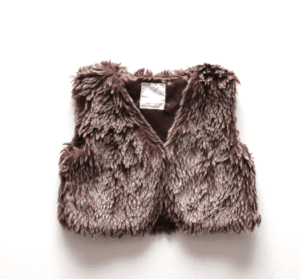 Gilet Earlydays bruin / grijs van imitatiebont maatje 80