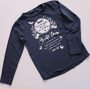 Blue Seven girls shirt donkerblauw met witte print maat 122