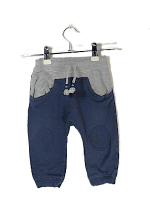H&M joggingbroekje donkerblauw en grijs maat 80