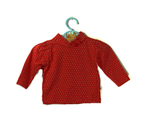 Zeeman shirtje rood met zilverkleurige stippen kraagje maatje 68