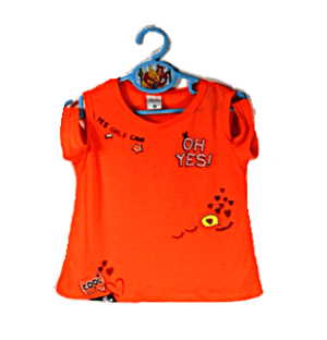 Vyctey off shoulder shirtje neon oranje maatje 110