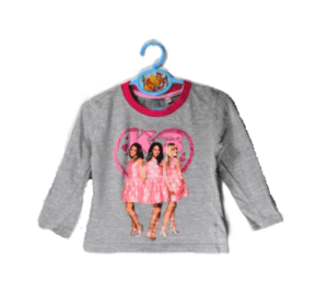 Tweedehands shirtje grijs met print K3 maat 86/92