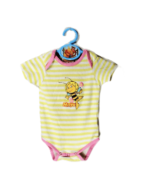 Maya de bij rompertje wit met gele strepen met printje Maya maatje 74/80