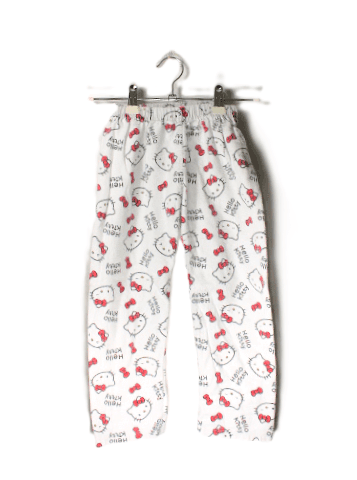 Tweedehands pyjama flanel wit met all over patroon Hello Kitty maat 98/104 - Afbeelding 2
