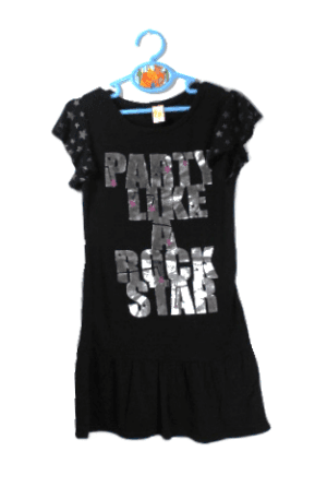 Fr3endz jurkje zwart met tekst: Party like a rockstar maat 116