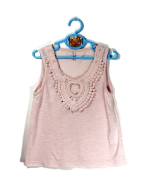 Kids Only girls lichtroze haltertopje met gehaakt hals maat 110/116