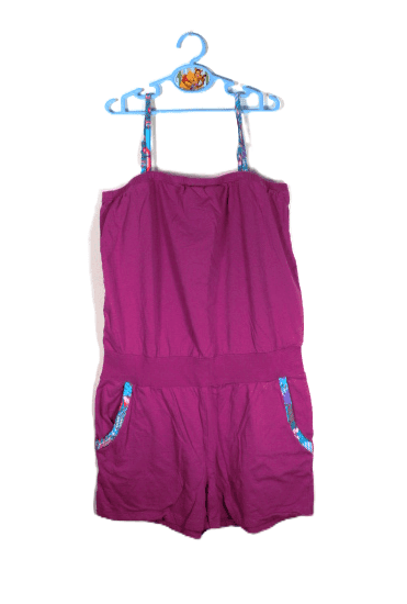 Beachwave jumpsuit paars met gekleurde spaghettibandjes maat 164