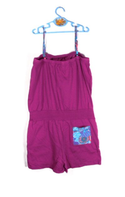 Beachwave jumpsuit paars met gekleurde spaghettibandjes maat 164 - Afbeelding 2